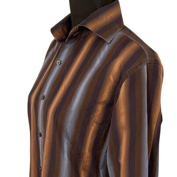 Banana Republic Men’s Blue/Brown French Cuff Dress Shirt - Picture 3 of 11